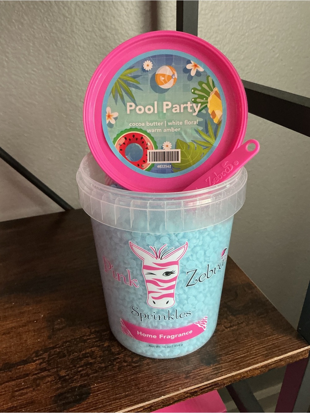 Pool Party Pink Zebra Wax Melts in a 4 oz blend bag